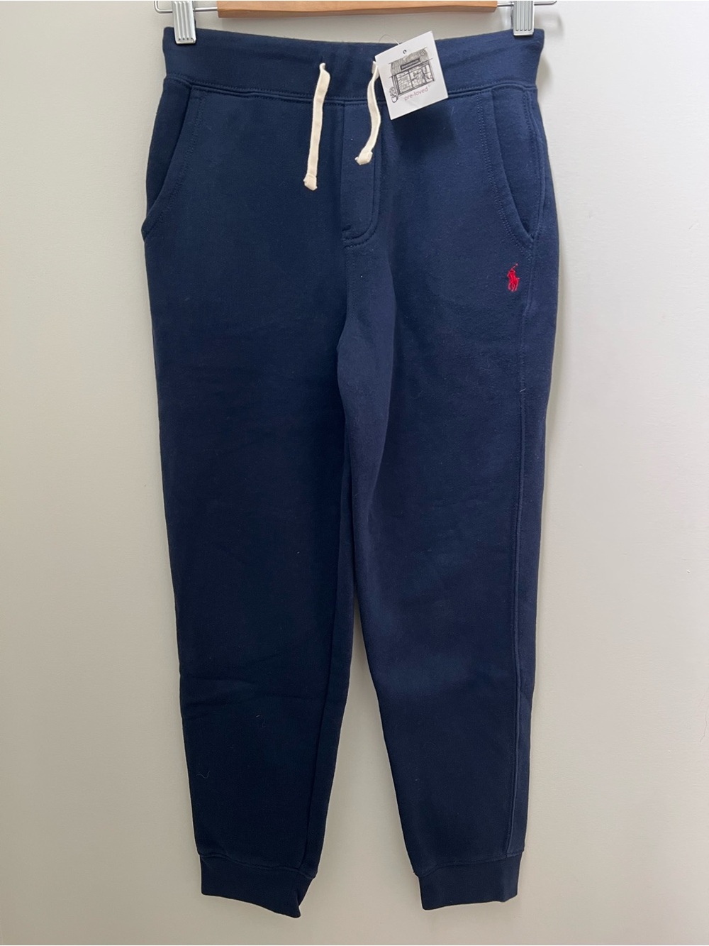 Ralph Lauren Navy Sweat Fleece Joggers with Red Logo